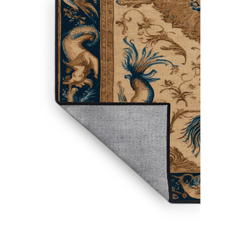 Tapis brun français lavable à la machine, Carré 8 pi