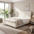 Modern Arched Tufted Upholstered Bed, King, Cream Velvet-253526931-253526929