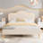Upholstered Bed Frame with Adjustable Headboard and Footboard, Velvet Princess Platform Bedframe for Kids/Girls-1506505170-1506505173