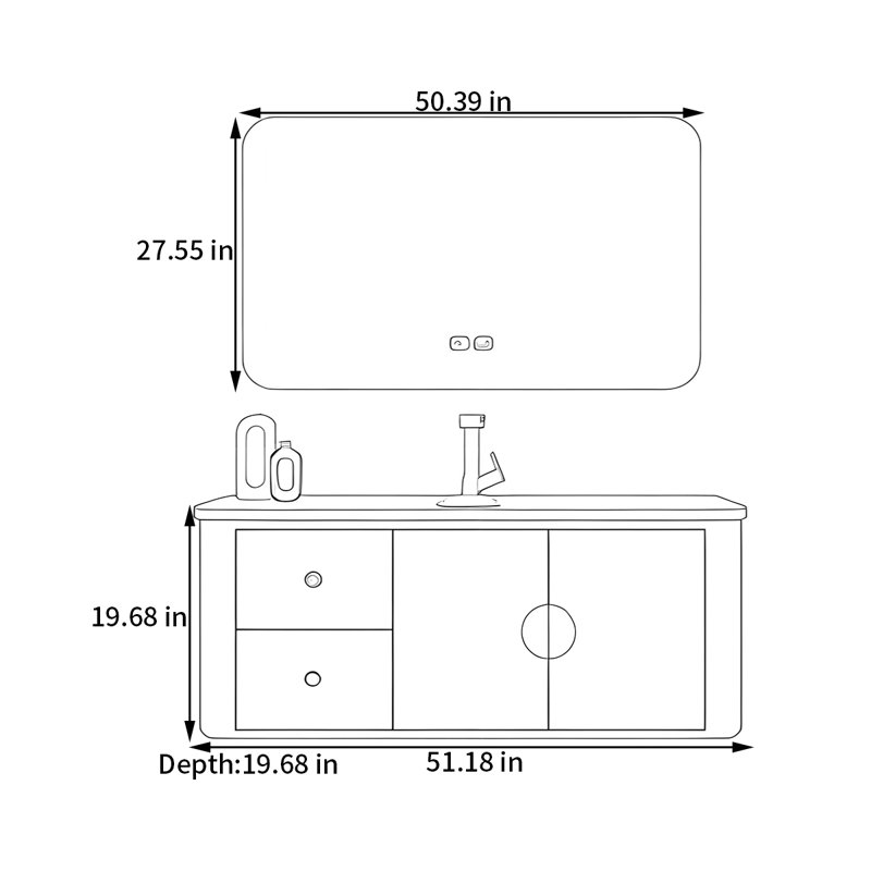 Armoire de salle de bain simple et moderne, H 19,68 po x l 51,18 po x P 19,68 po, Blanc