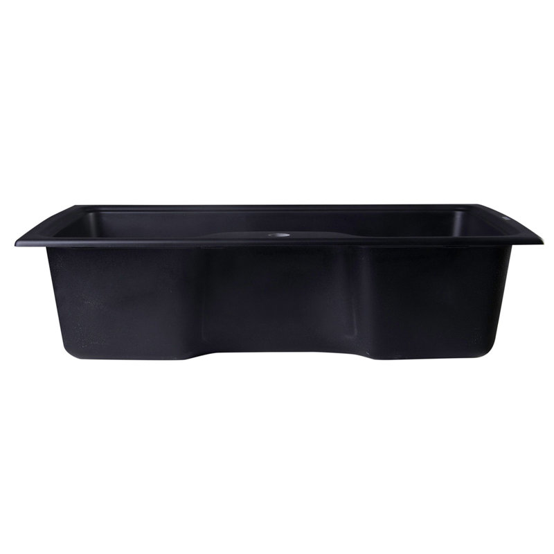 34.63'' L Single Bowl Granite Kitchen Sink, Black