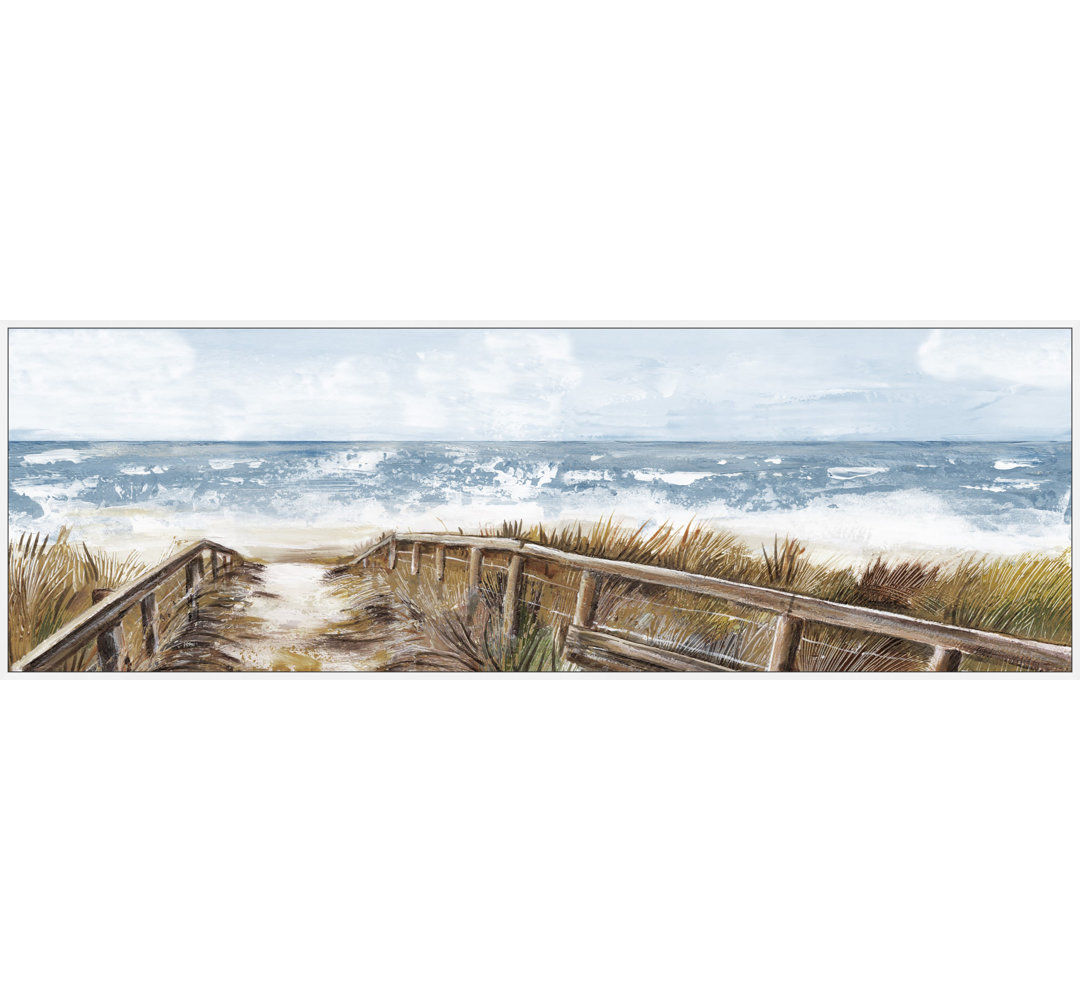 "Ocean Waves Crashing" Floater Framed Painting Print On Canvas
