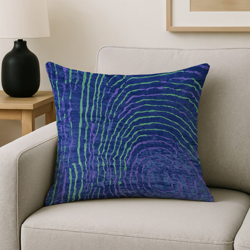 Coussin décoratif intérieur et extérieur Modern, Bleu abstrait 22, Carré 18 po