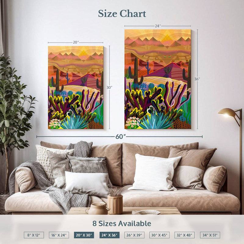 Alvord vibrant cactus désert, H 36 po x l 24 po