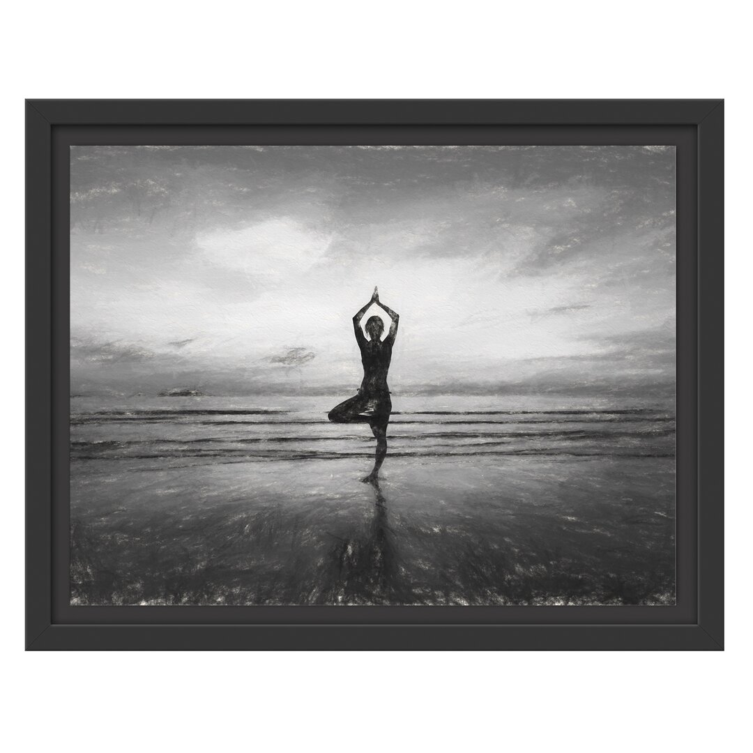 Gerahmtes Wandbild Yoga am Strand Kunst