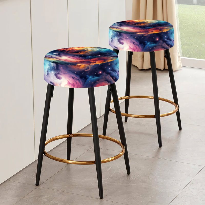 Cosmic Illusion Moody Patterns - Abstract Bar Stools Set Of 2