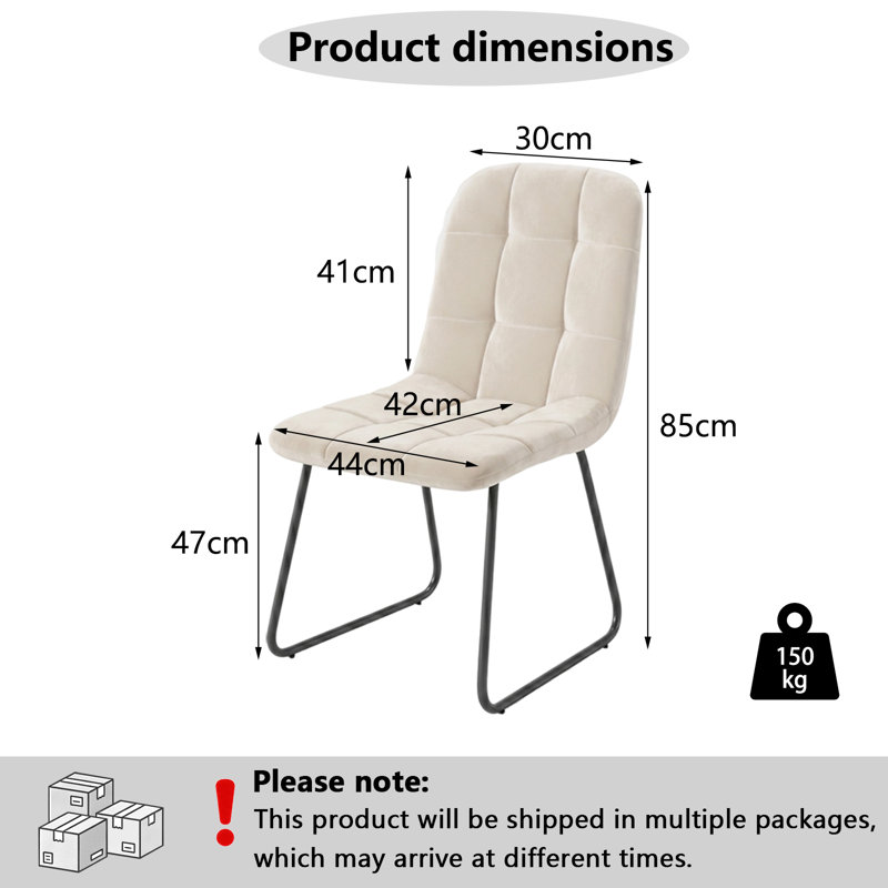 47cm H Upholstered Upholstered Back Side Chair, White