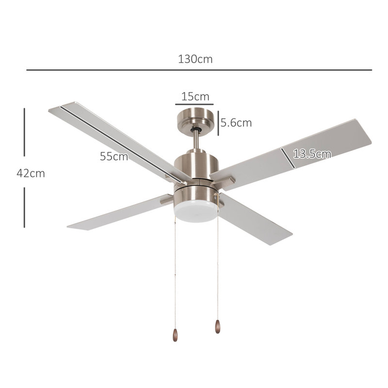 Caisha Ceiling Fan with LED Lights, Nickel