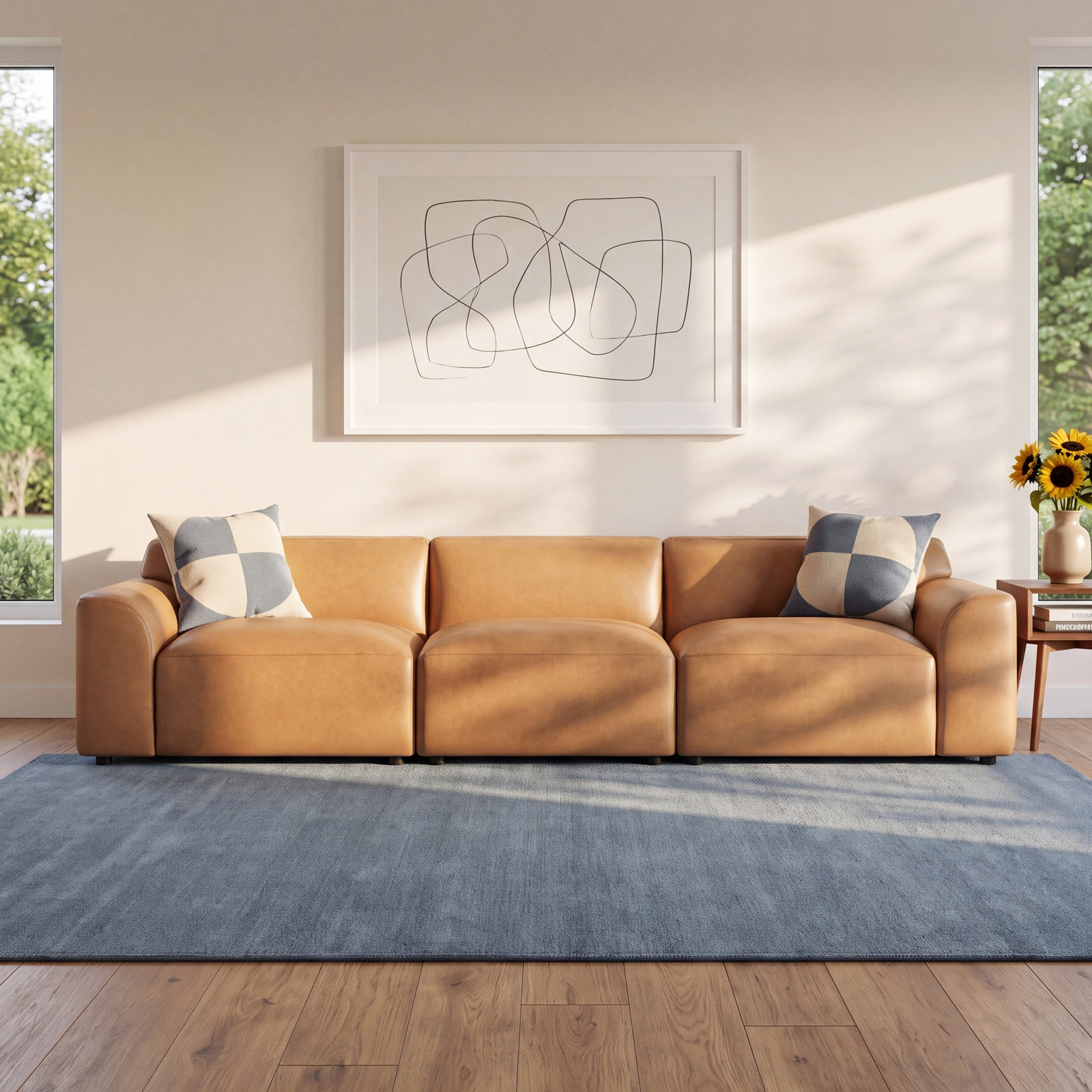 Morell 121" Genuine Leather Modular Sofa