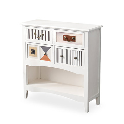 Chic Striped & Color-Block Entryway Console with Storage