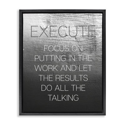  Execute Motivational Definition Framed Floater Canvas Wall Art by Daphne Polselli