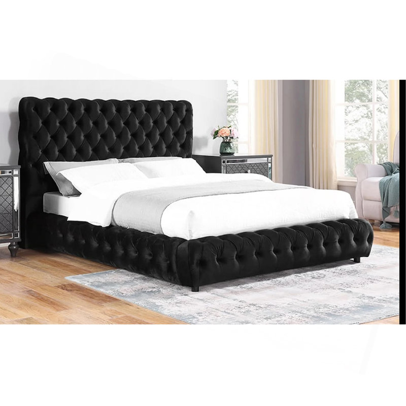 Mobilier de chambre à coucher 1pc, Noir, noir, noir, noir, Grand lit