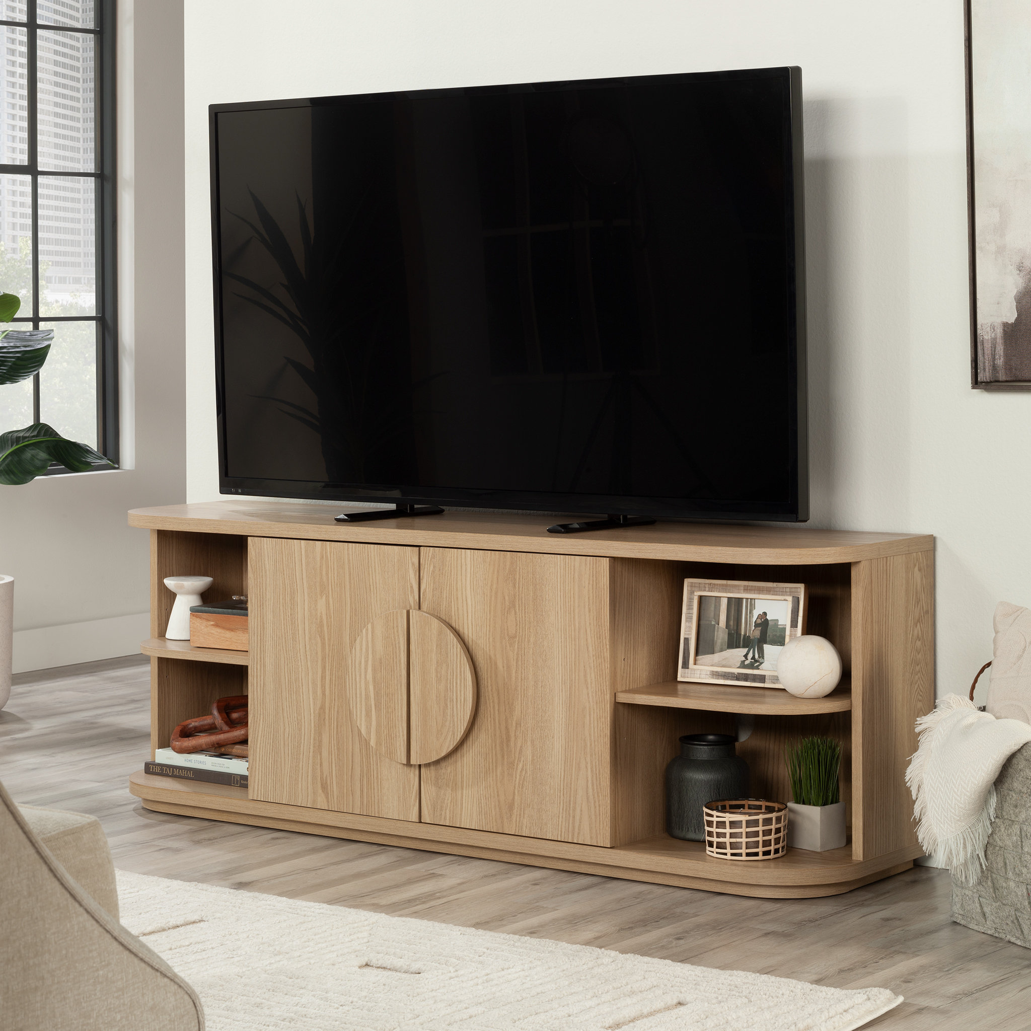 Ebern Designs Misc Entertainment Modern TV Credenza With Doors In ...