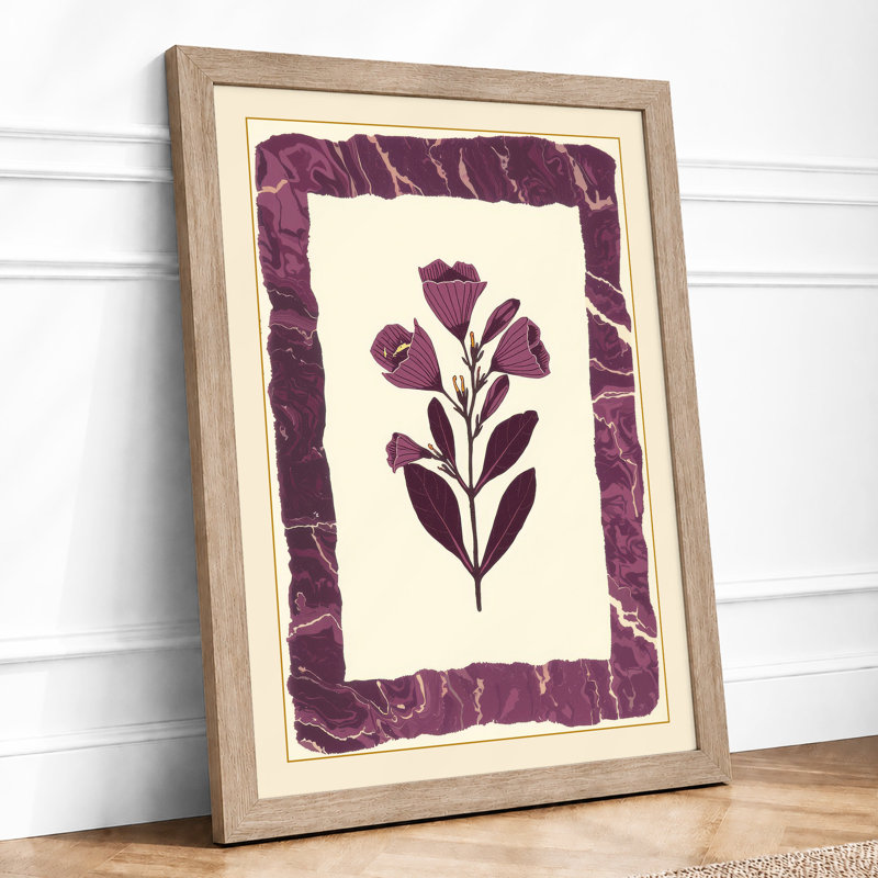 Framed Purple Bloom Botanical - Framed Print, Oak, A3 - 42.0 x 29.7 cm