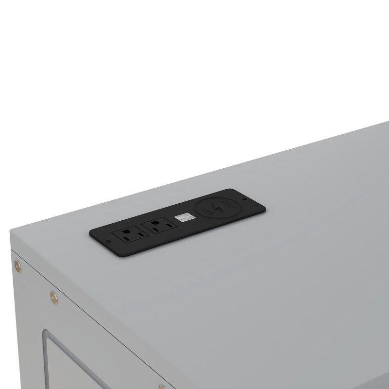 Murphy Bed With Shelves, Gray, Queen