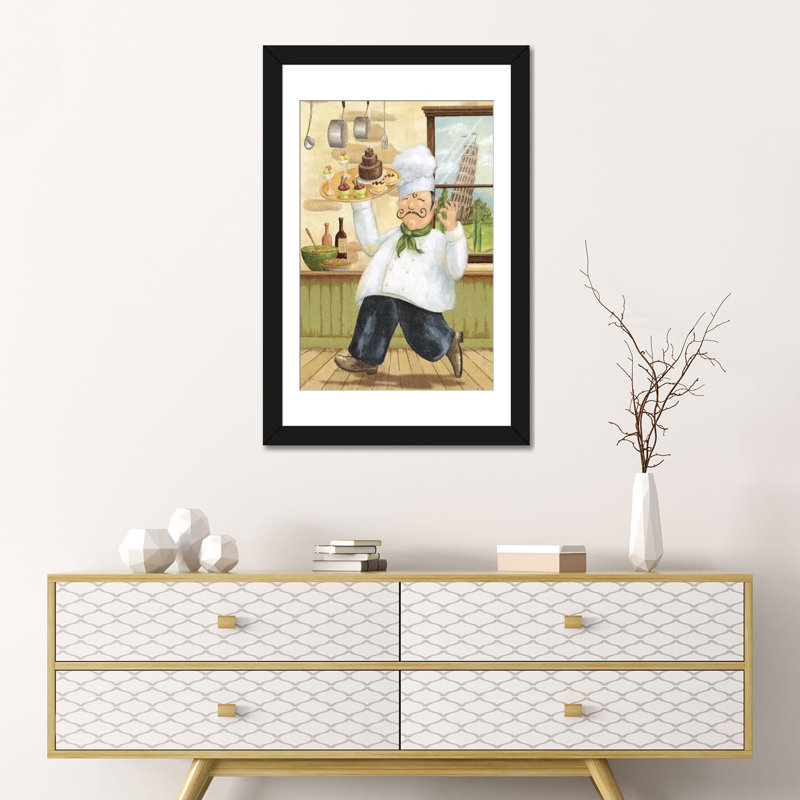 « happy chef ii » par daphné brissonnet,, reproduction d’art sur toile, H 24 po x l 16 po x P 1 po, Papier d'art encadré noir