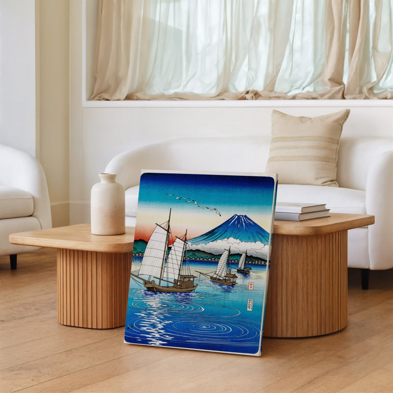 Toile, paysage japonais serein avec baie tranquille avec art mural traditionnel, H 20 po x l 30 po