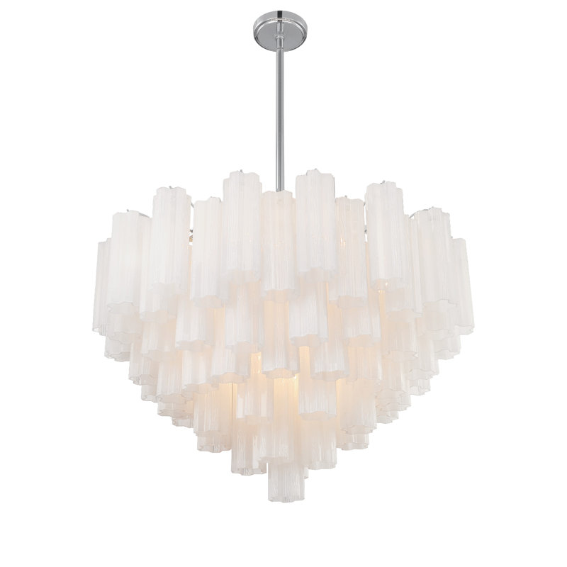 Lustre Clela, Blanc, Chrome poli, H 21,5 po x l 32 po x P 32 po