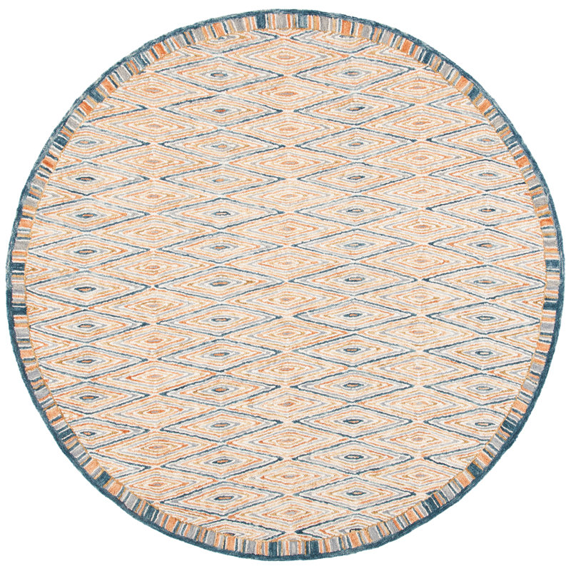 Seyler Hand Tufted Wool Geometric Rug, Round 3'