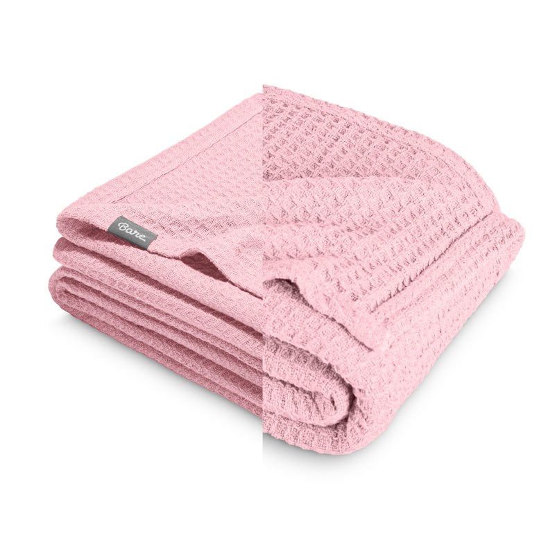 Couverture en coton gaufré, Lit simple, Light Pink