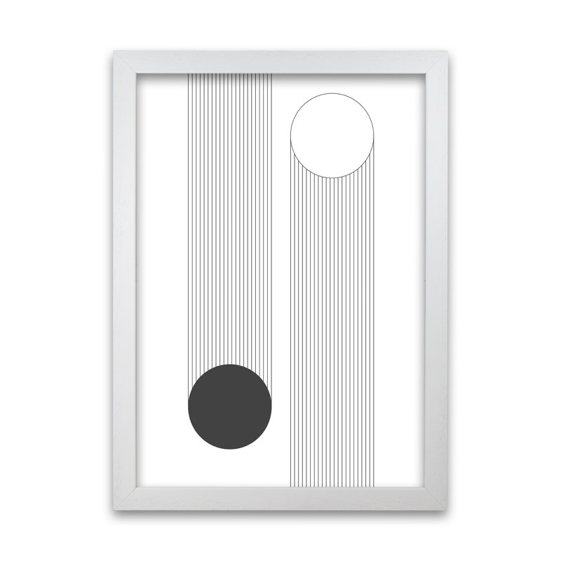 Mid Century Bauhaus Verticle Original - Print, 30cm H x 21cm W x 3cm D, White Frame