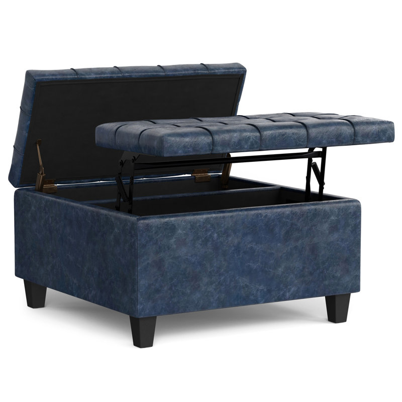 Table basse avec repose-pieds Harrison, Bleu, H 16,5 po x L 30 po x l 30 po