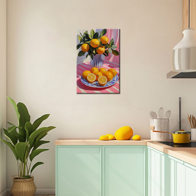 Décoration Drolet, citrons jaunes éclatants dans une table classique nature morte, œuvre d'art sur toile de fruits brillants, décoration murale de cuisine et de salle à manger rustique, 32 x 48 pouces