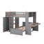 Lit mezzanine double avec lit simple, armoire, bureau et tablettes-1747098236