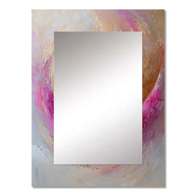 Abstract Lavender Tranquility Balance II - Modern Wall Mirror, Gold Decorative Mirror, Printed Metal Art