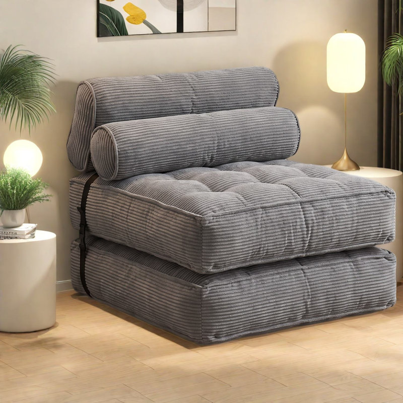 Canapés-lits pliables à compression, en velours côtelé gris, modernes et portables, pour la maison, Gray