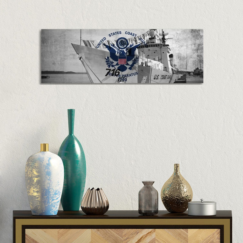 U.S. Coast Guard Flag (USCGC Dallas Background) I - Wrapped Canvas Panoramic Print, 30.48 cm H x 91.44 cm W x 1.91 cm D