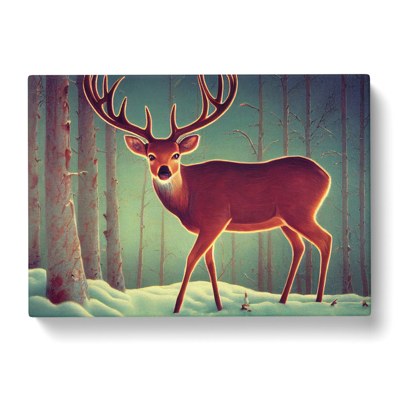 Peaceful Stag Deer - Wrapped Canvas Print, 35cm H x 50cm W x 3cm D
