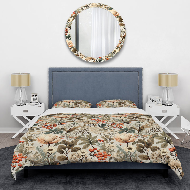 Ensemble de housse de couette à motif floral, literie à motif botanique Woodland - Avions Woodland
