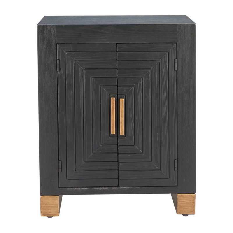 Table de bout 25 po avec deux tablettes noires et naturelles