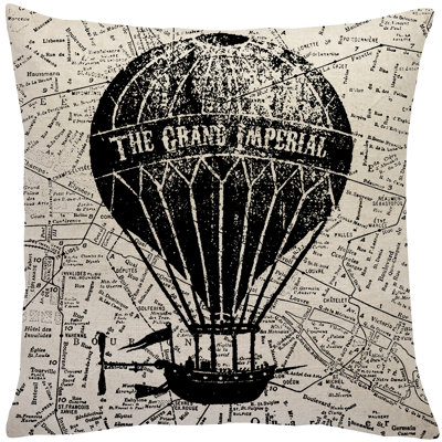  Vintage Air Balloon Linen Throw Pillow