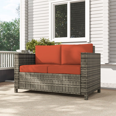 130cm Wide Rectangle Wicker Loveseat with Cushions