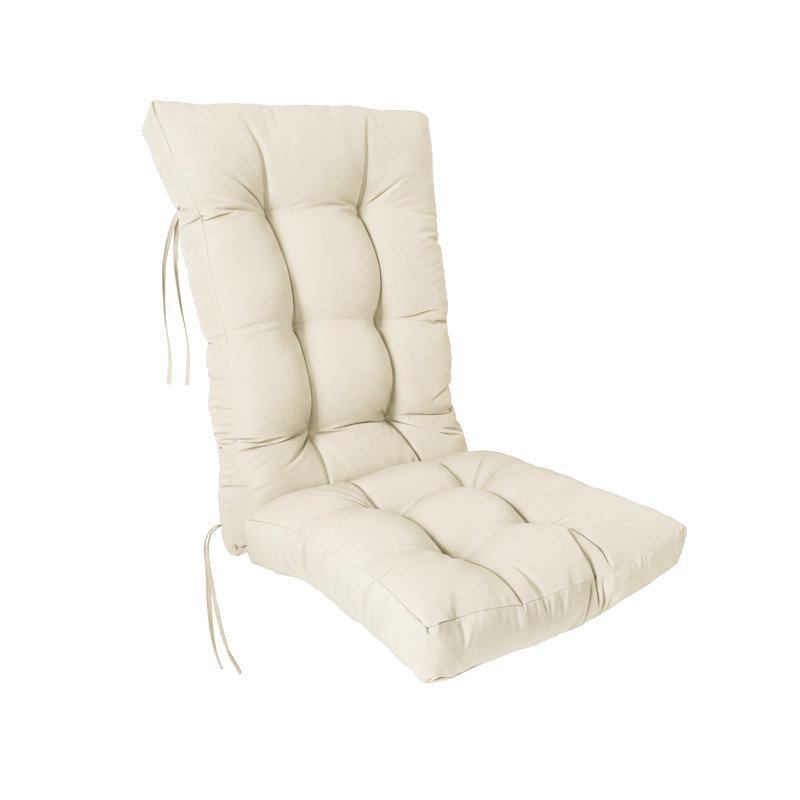 Ensemble de 4 coussins pour fauteuil à bascule à dossier haut, en polyester résistant à l'eau, pour l'assise et le dossier de deux fauteuils. Style traditionnel et épuré, idéal pour terrasse, véranda, patio et jardin. Couleur ivoire.