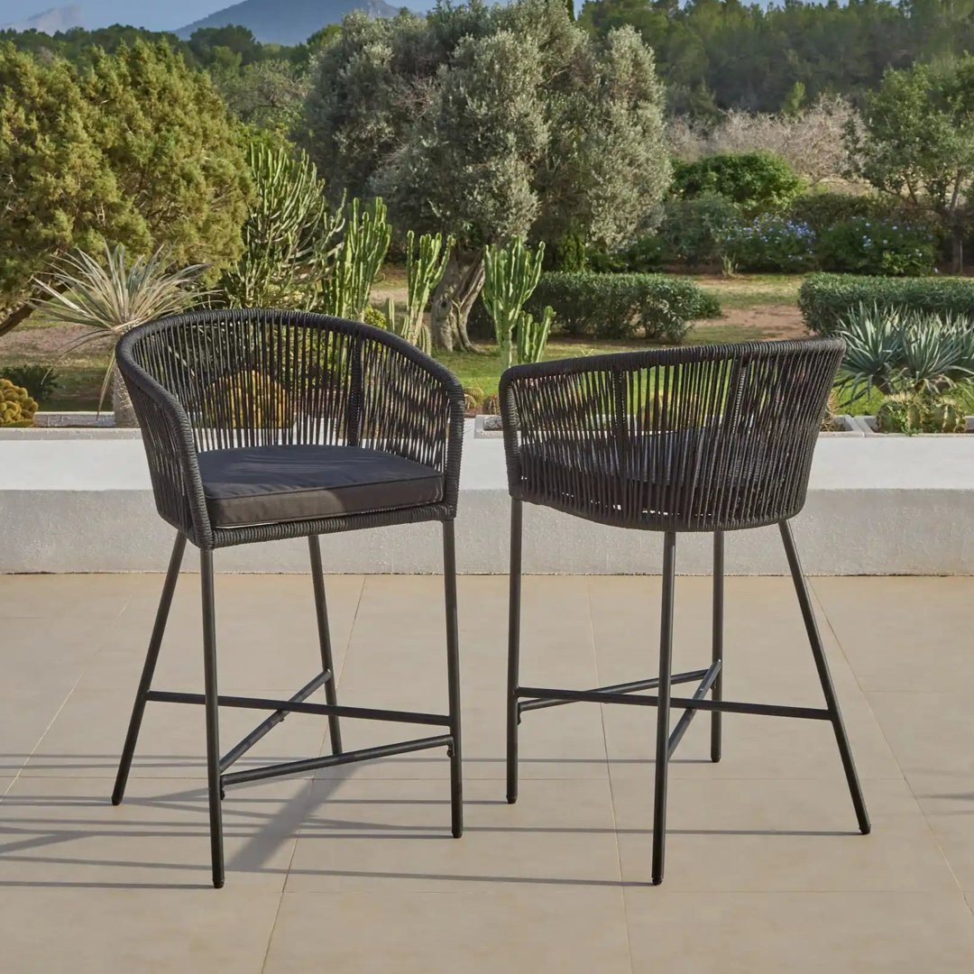 Fabiano Metal Outdoor 69.5cm Bar Stool with Cushion
