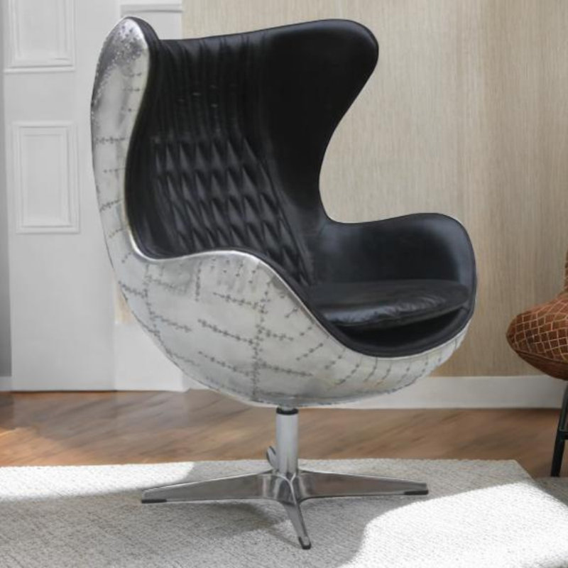 Fauteuil en cuir noir Dena, Noir