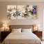 Plantes et fleurs, magnolia et hortensia, ensemble de 3 impressions sur toile-805600357