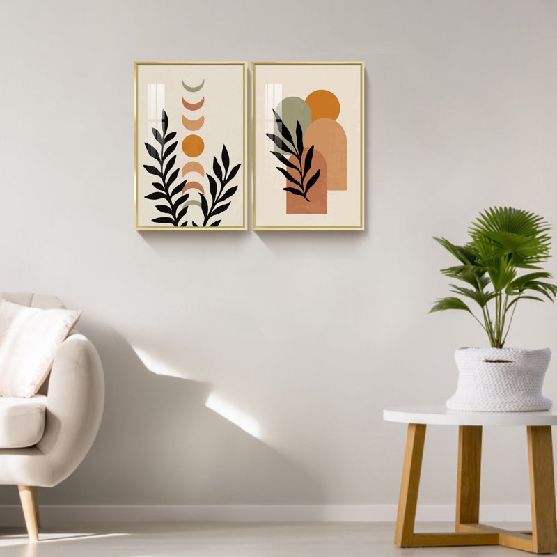 Boho Artwork, 2 pièces, Or, H 16 po x l 24 po x P 1 po