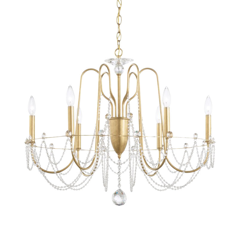 Esmery 6 - Light Chandelier, Clear Heritage Crystal, Heirloom Gold