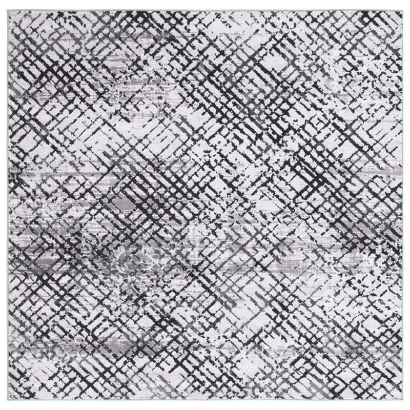 Minyard 275 Area Rug In Gray / Charcoal, Square 6'7"