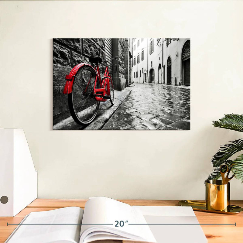 Rouge bicyclette, H 8 po x l 12 po