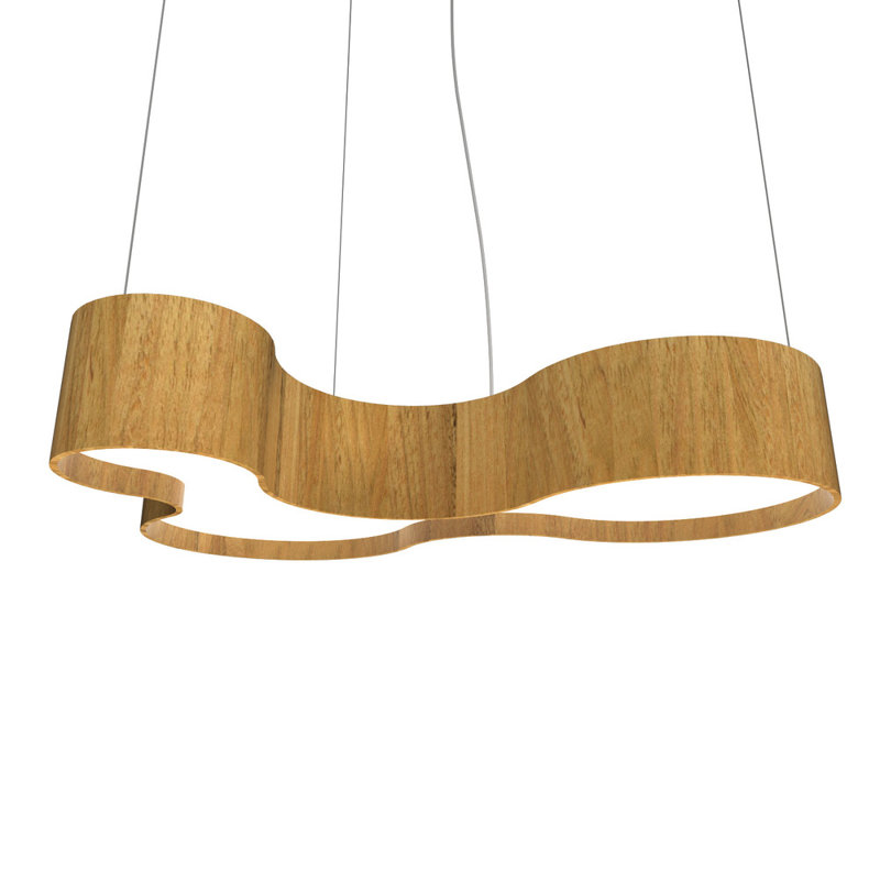 Blonde Freijo Organic LED Pendant Light with White Acrylic Diffuser