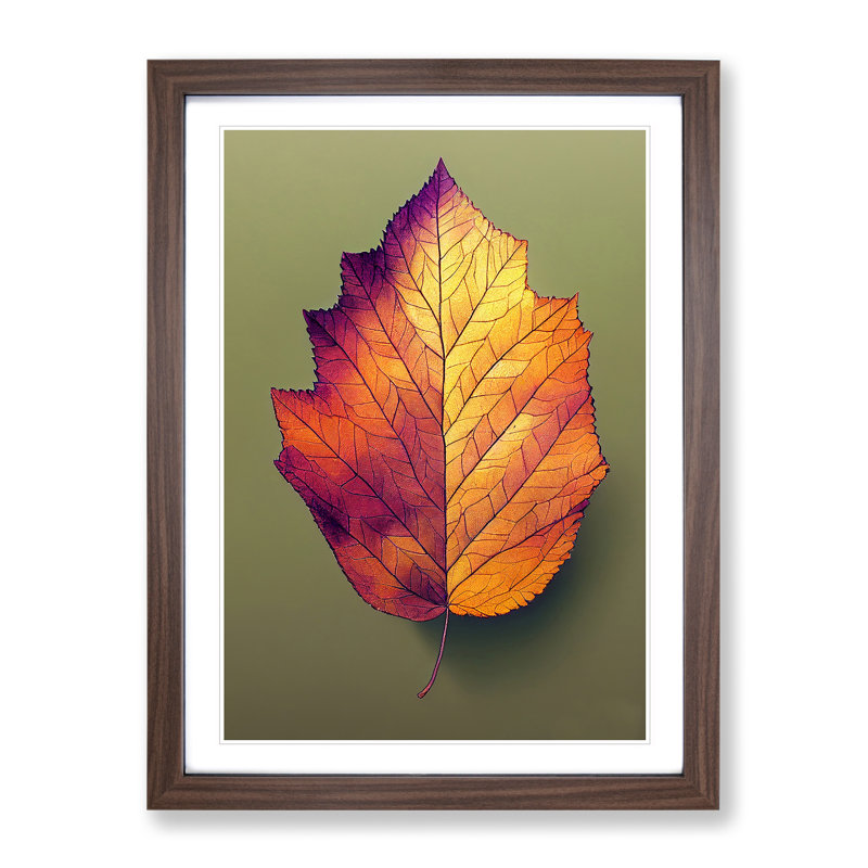 Autumn Leaf No.4 1 Piece Single Picture Frame Wall Art, 64cm H x 46cm W x 2cm D, Walnut Framed