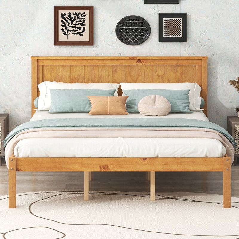 Lit plateforme en bois massif Shauna, Blanc, Grand