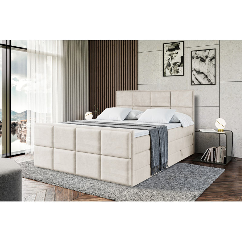 Bed, 120cm W x 200cm D, Beige cream