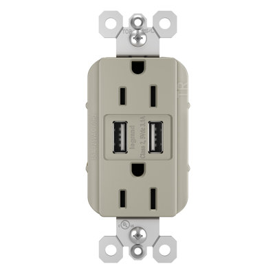 Radiant 15 Amp Tamper Resistant 3.1A USB Type A/A Outlet