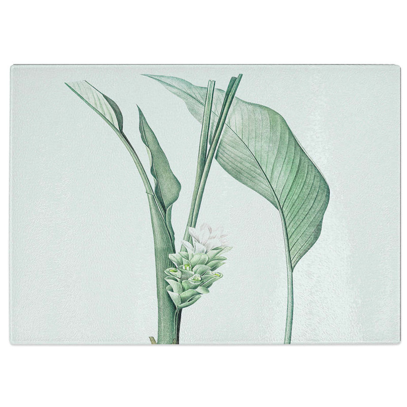 Tempered Glass Tumeric Flowers by Pierre-Joseph Redoute Cutting Board, 28.5 cm W x 20 cm L